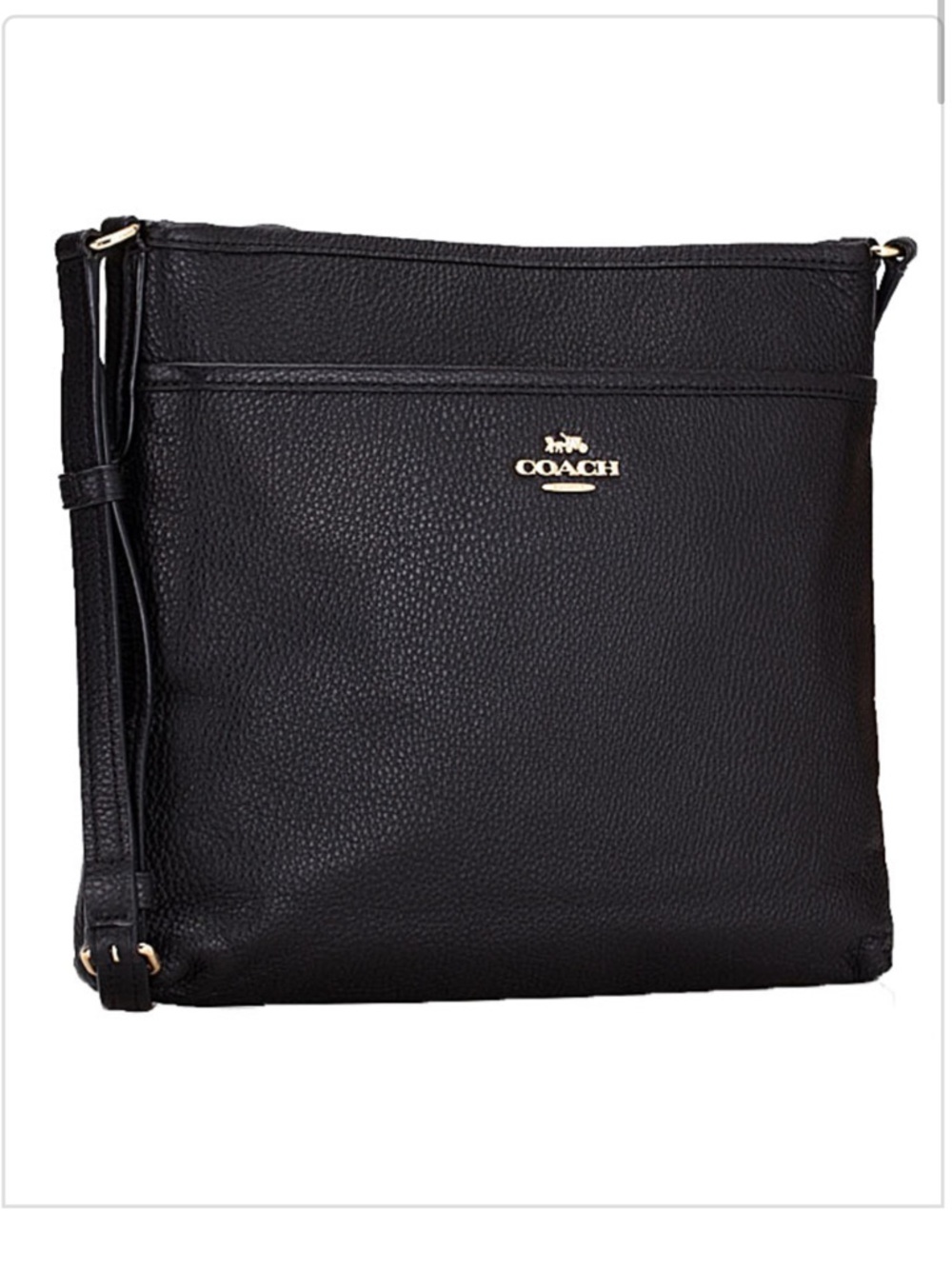 COACH | Black Pebbled Leather Crossbody  with Gold Zipper Detail,  F28035
